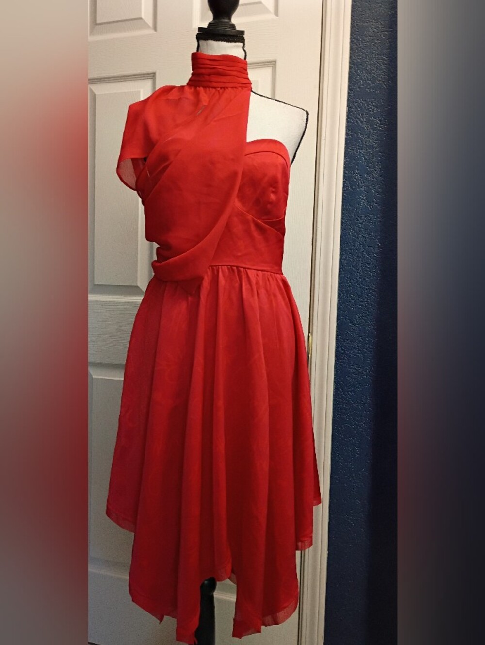 Disney Red One-Shoulder Chiffon Cocktail Dress